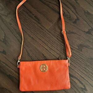 Tory Burch Vibrant Orange Genuine Leather Crossbody Bag